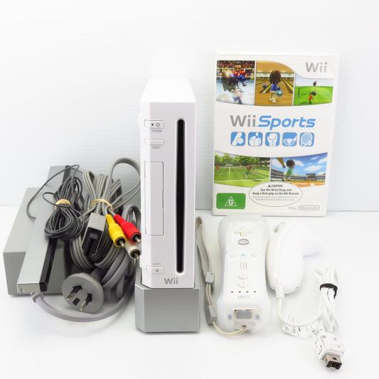 Nintendo Wii Console Bundle 1 Controller Set RVL-001 PAL Wii Sports Refurbished